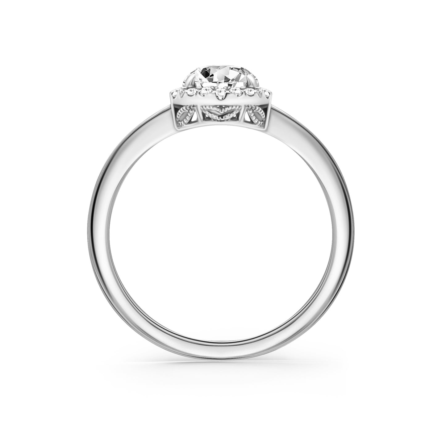 Floral Delicate Rose Cut Halo Diamond Engagement Ring