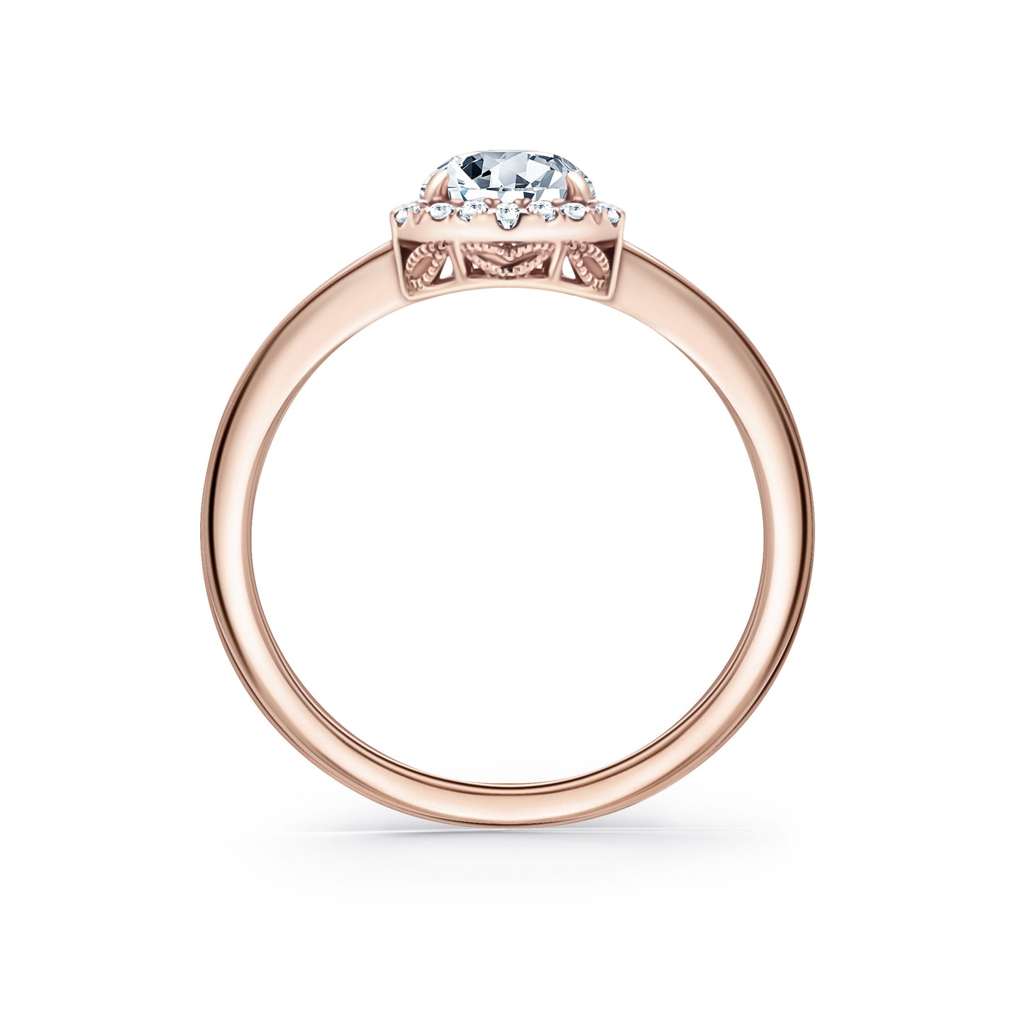 Floral Delicate Rose Cut Halo Diamond Engagement Ring