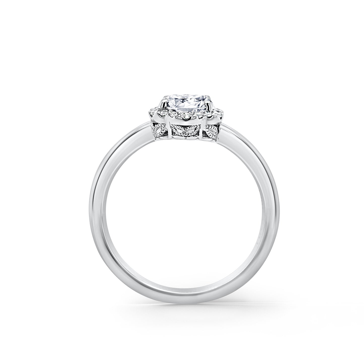 Floral Delicate Halo Diamond Engagement Ring