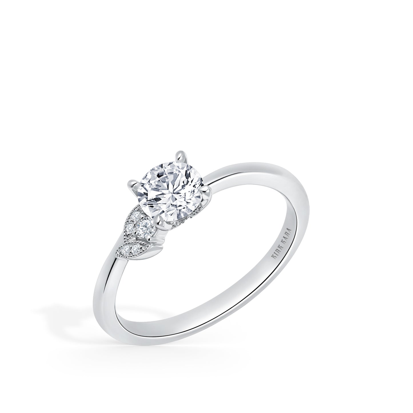 Boho Leaf Pavé Diamond Engagement Ring