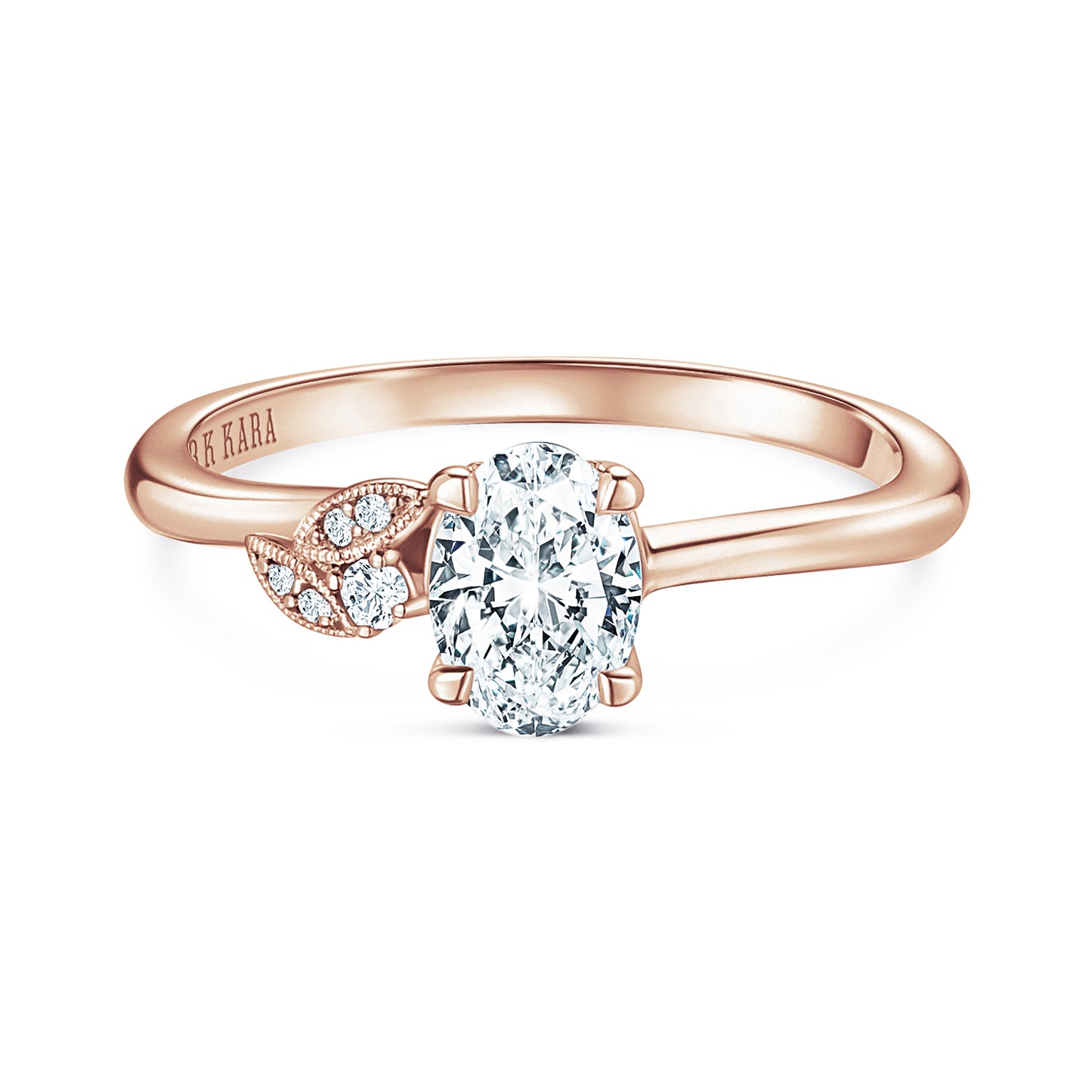 Boho Leaf Pavé Diamond Engagement Ring