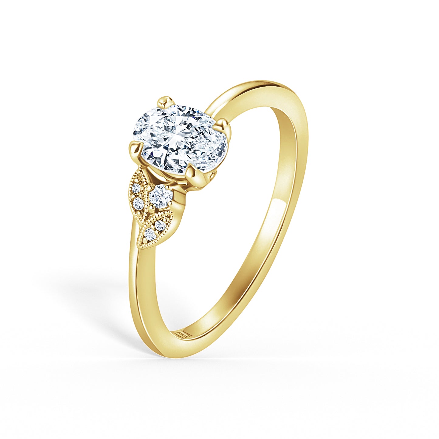 Boho Leaf Pavé Diamond Engagement Ring