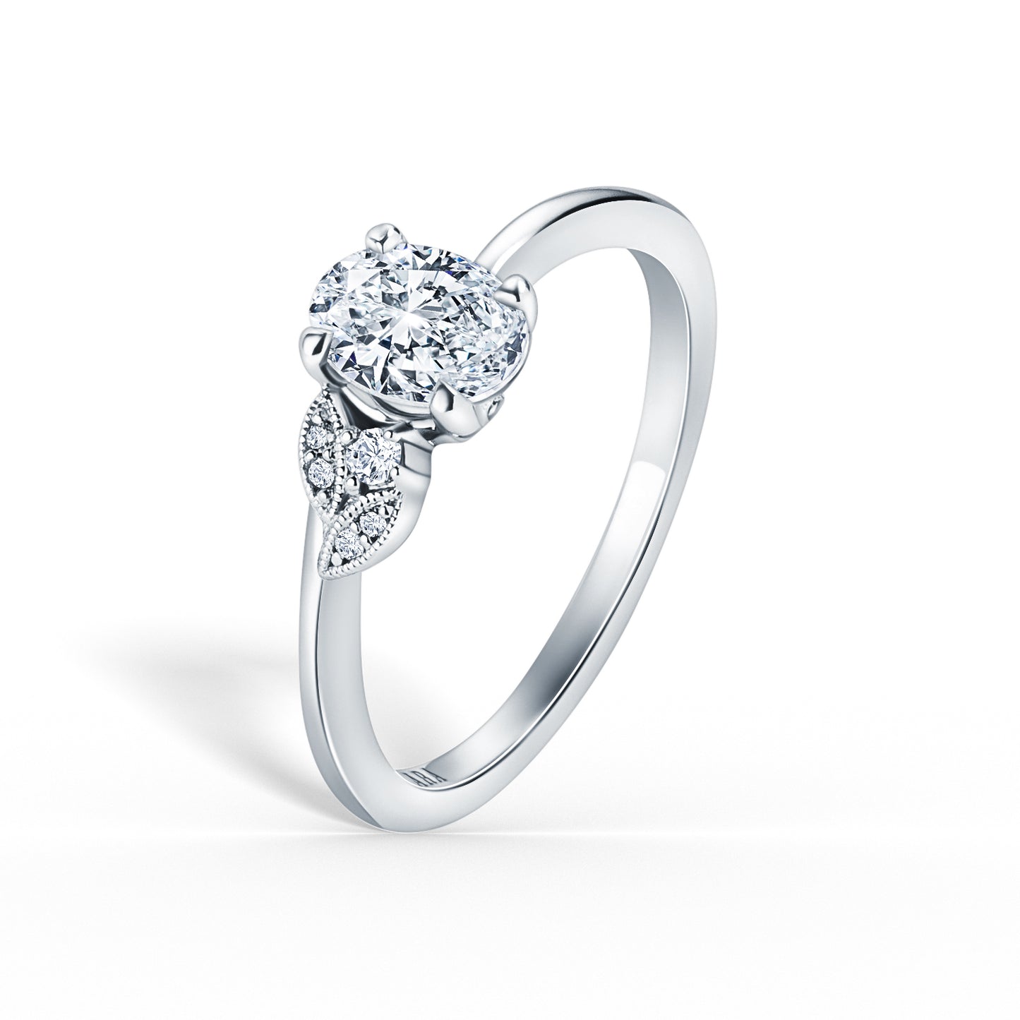 Boho Leaf Pavé Diamond Engagement Ring