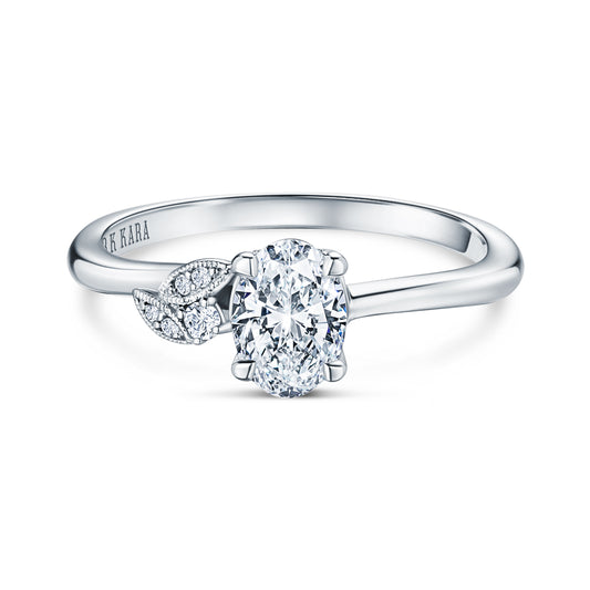 Boho Leaf Pavé Diamond Engagement Ring