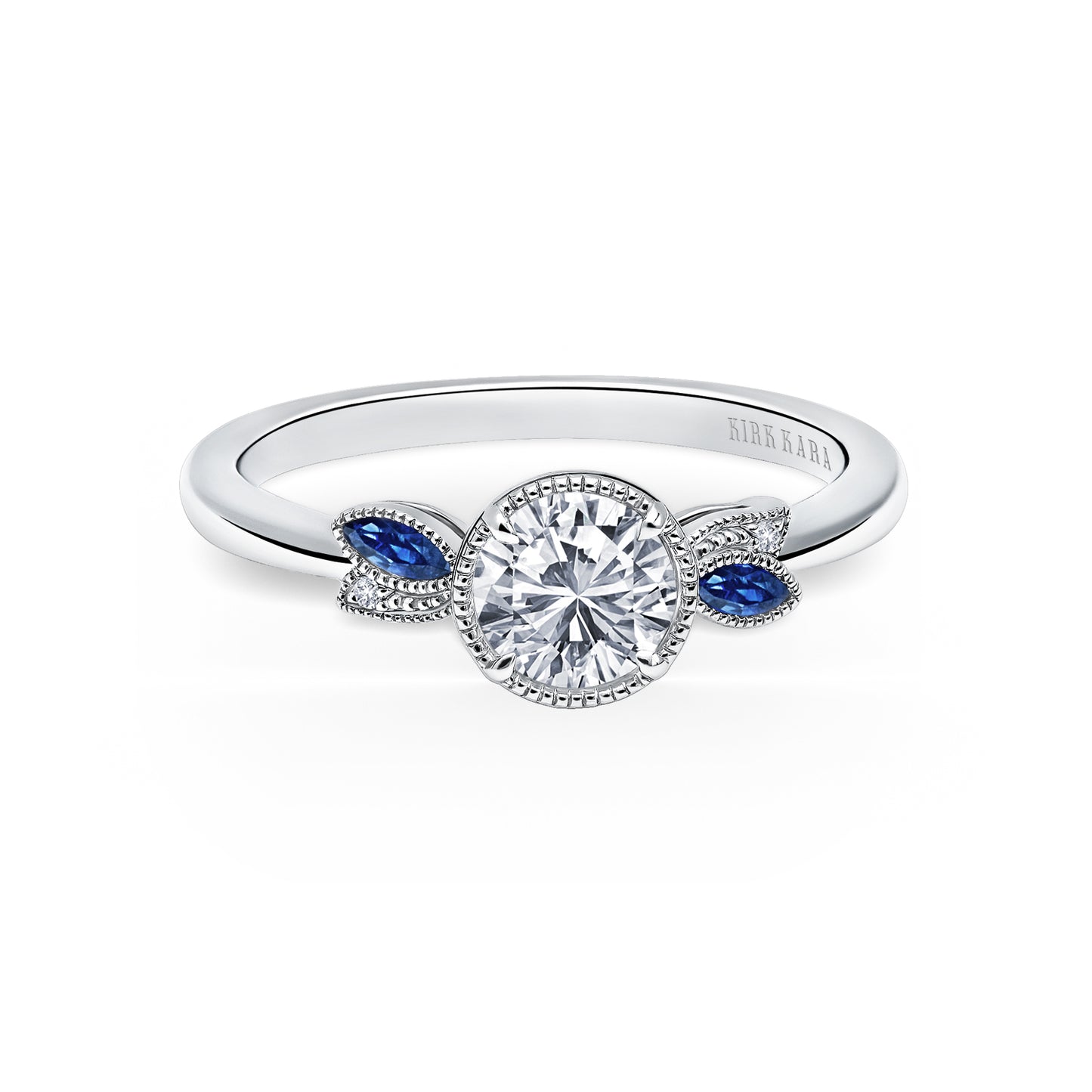 Floral Boho Blue Sapphire Diamond Engagement Ring
