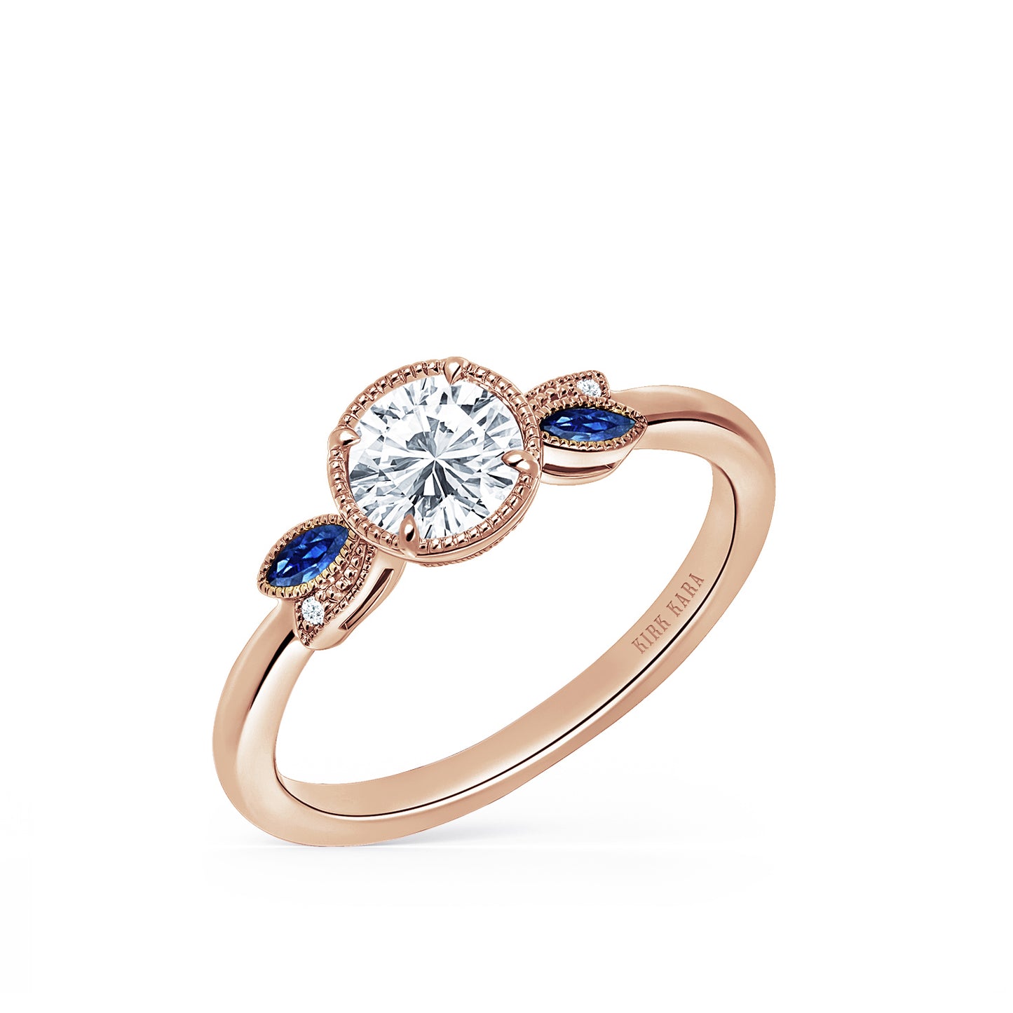Floral Boho Blue Sapphire Diamond Engagement Ring