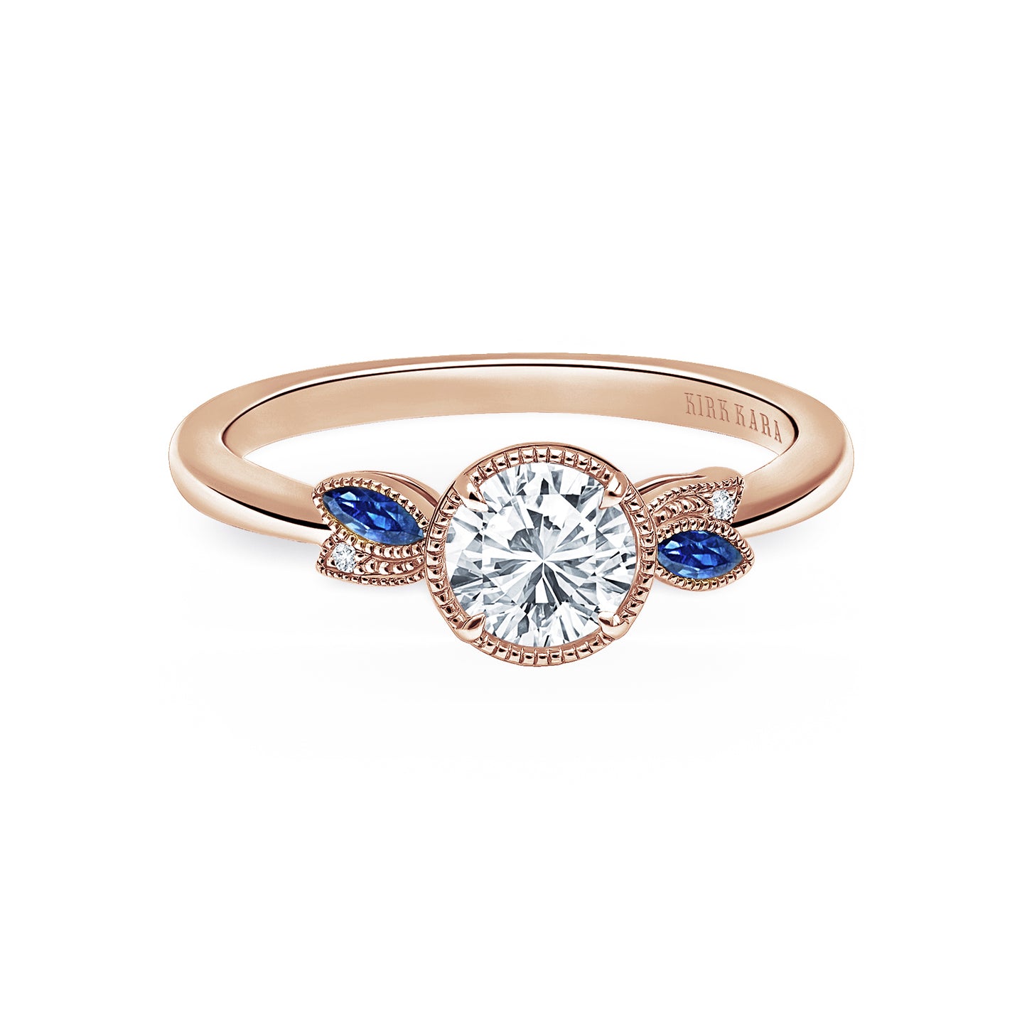 Floral Boho Blue Sapphire Diamond Engagement Ring