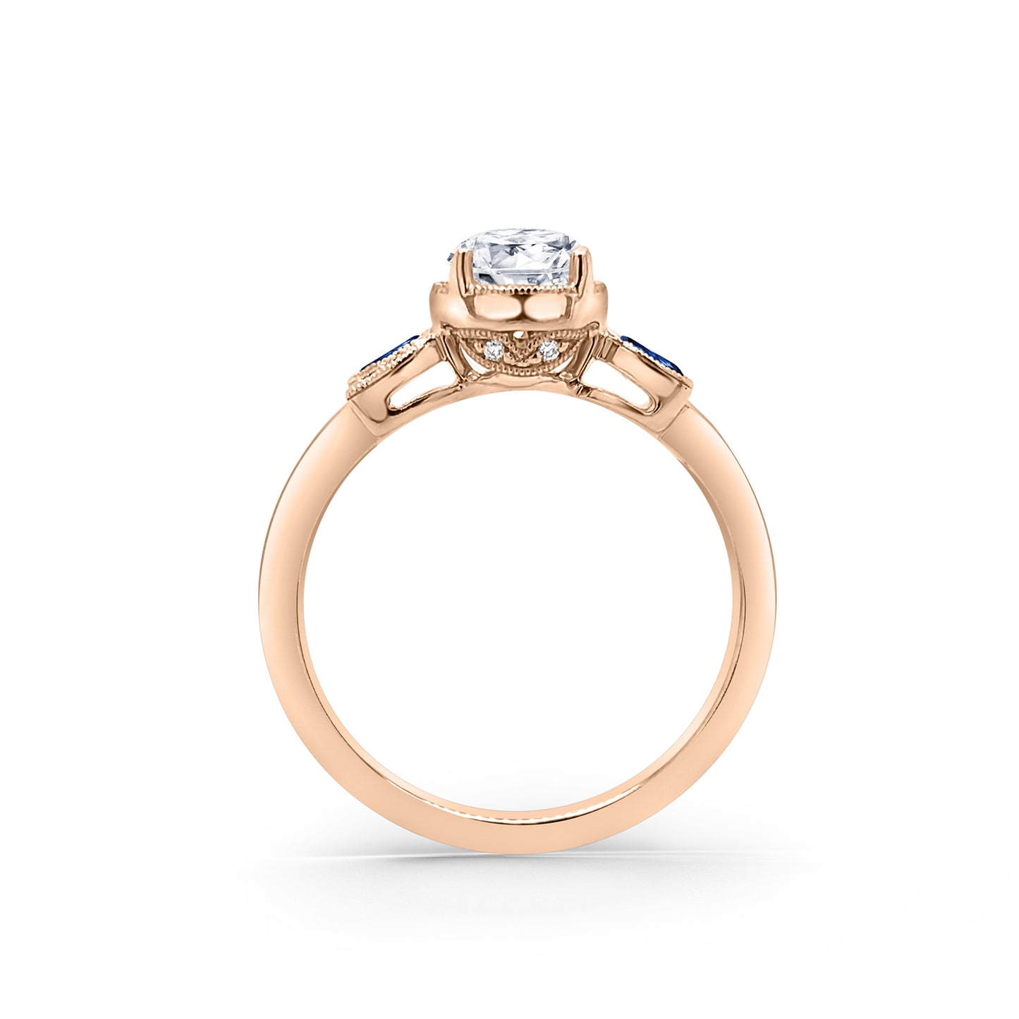 Floral Boho Blue Sapphire Diamond Engagement Ring