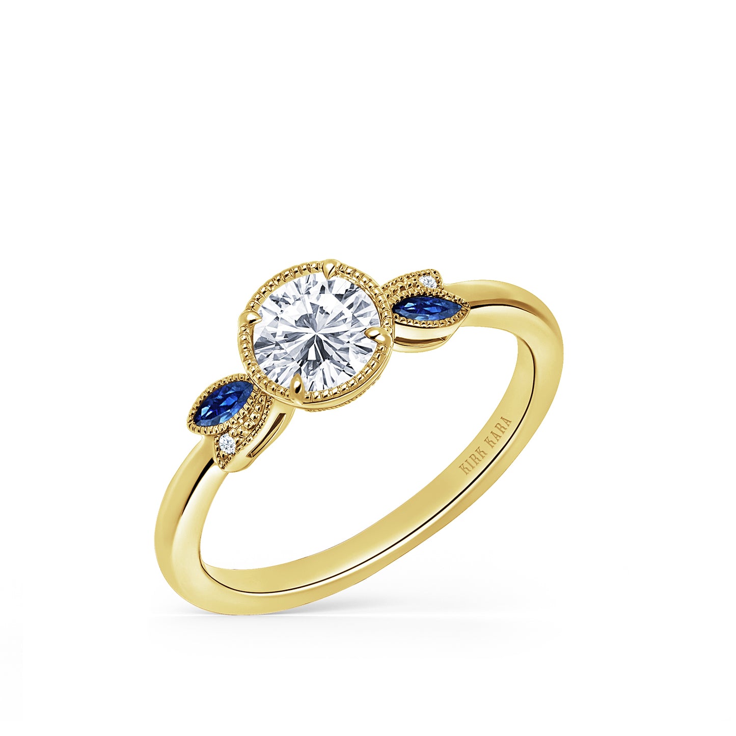 Floral Boho Blue Sapphire Diamond Engagement Ring