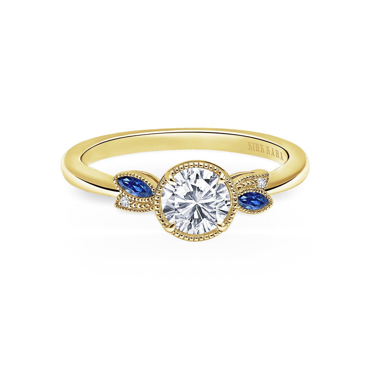 Floral Boho Blue Sapphire Diamond Engagement Ring