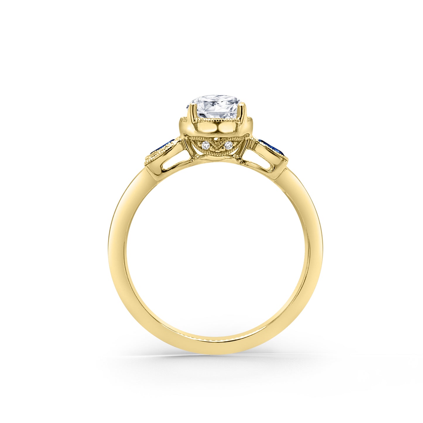 Floral Boho Blue Sapphire Diamond Engagement Ring