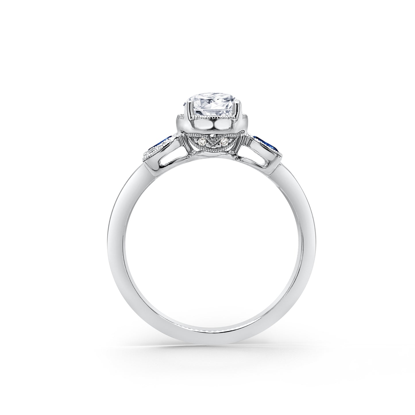 Floral Boho Blue Sapphire Diamond Engagement Ring