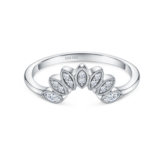 Floral Boho Contoured Diamond Wedding Band