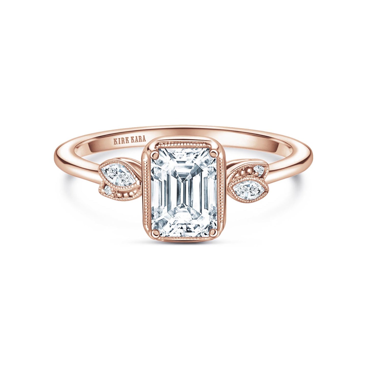 Floral Boho Milgrain Diamond Engagement Ring