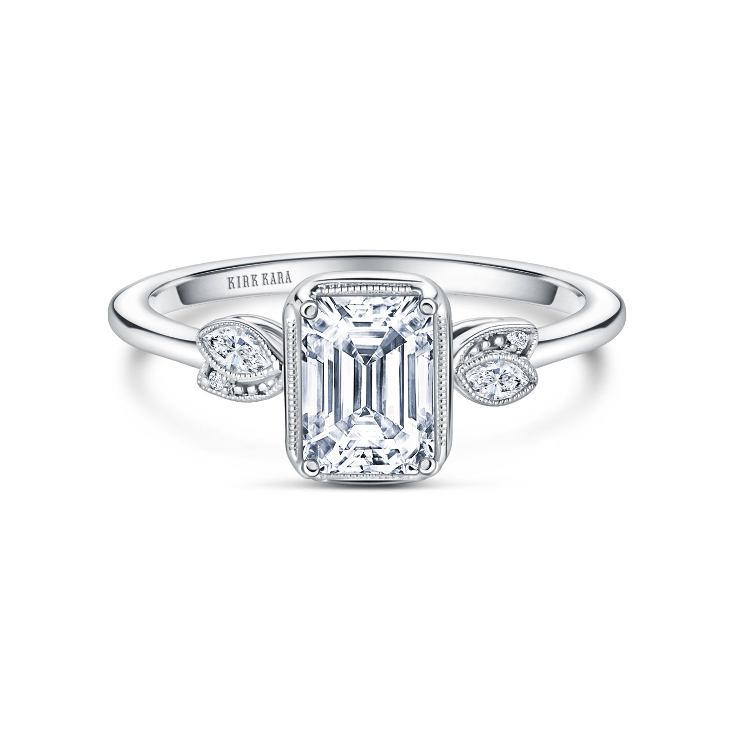 Floral Boho Milgrain Diamond Engagement Ring