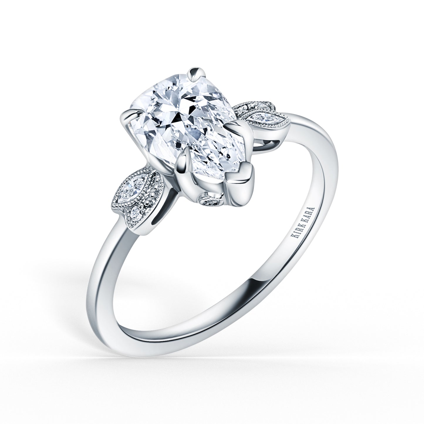 Floral Leaf Delicate Diamond Engagement Ring