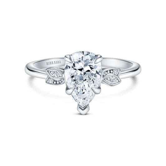 Floral Leaf Delicate Diamond Engagement Ring