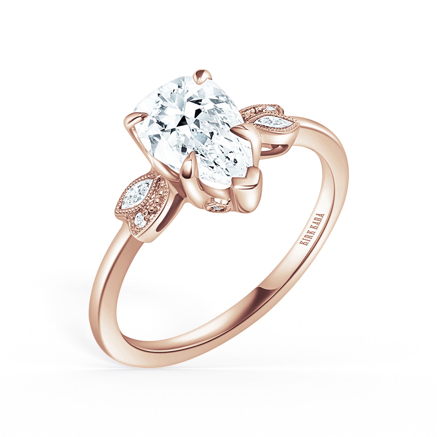 Floral Leaf Delicate Diamond Engagement Ring