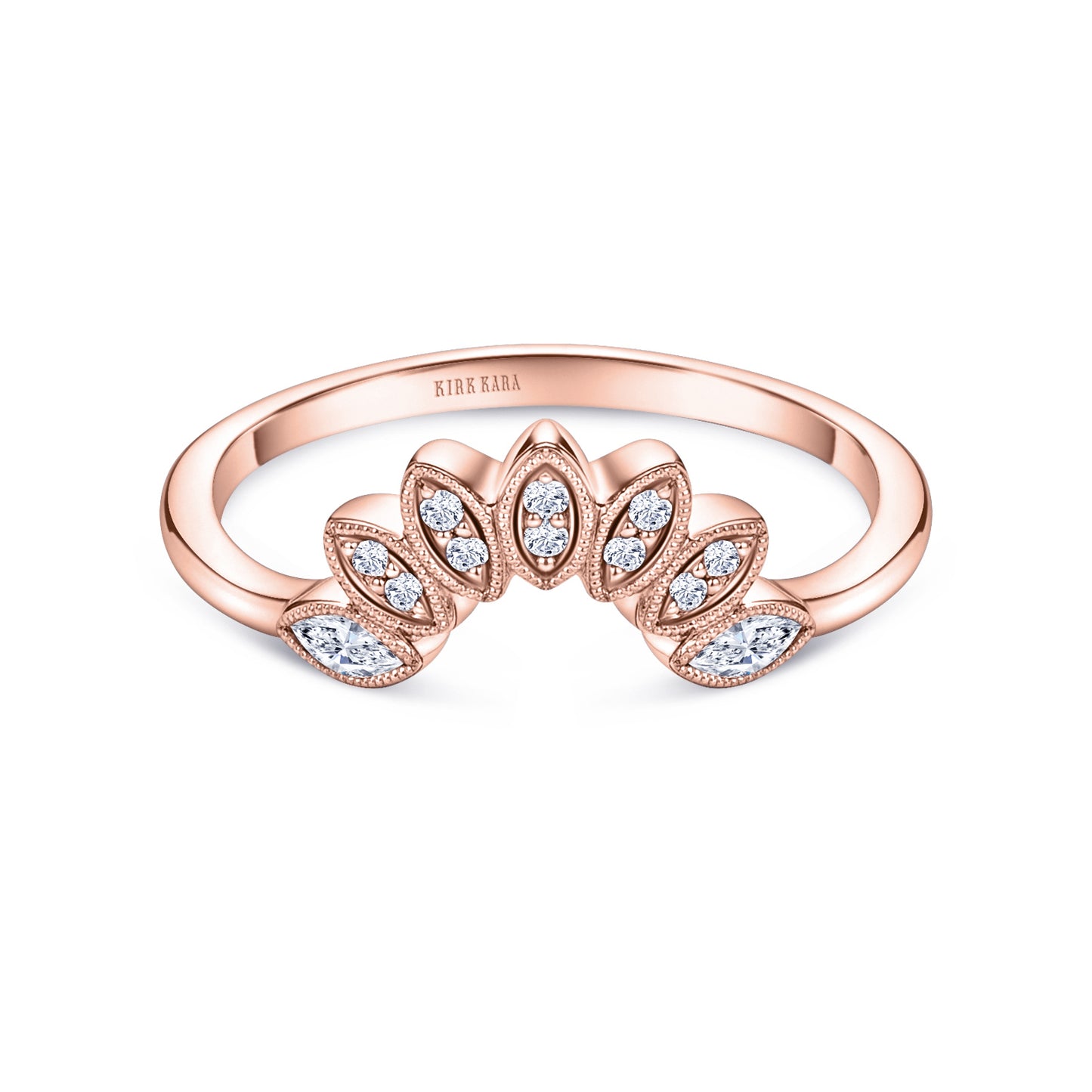 Floral Boho Contoured Diamond Wedding Band