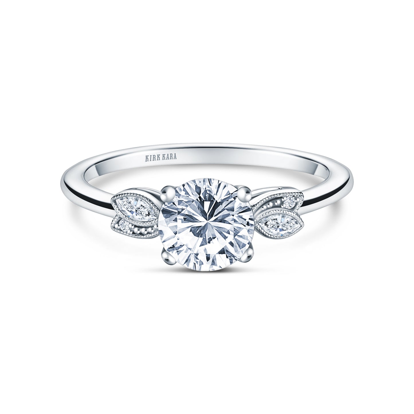 Floral Leaf Marquise Diamond Engagement Ring