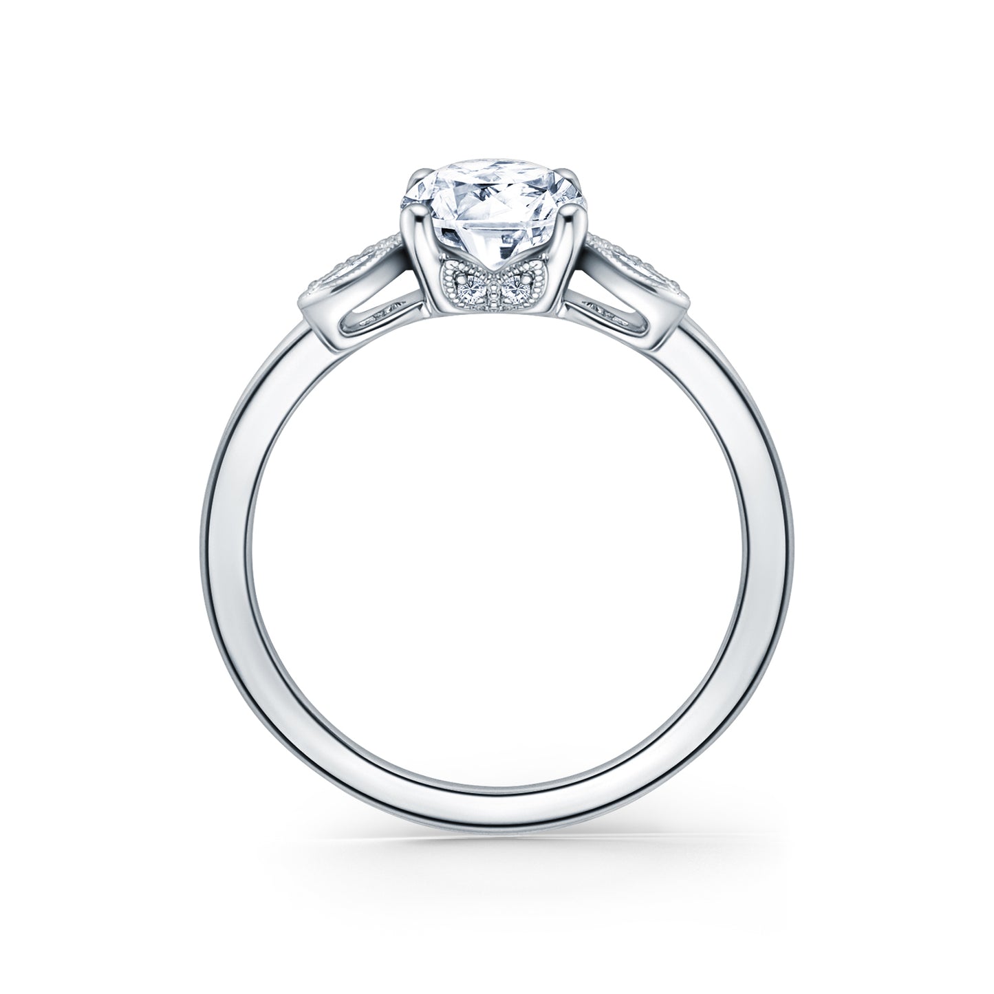 Floral Leaf Marquise Diamond Engagement Ring