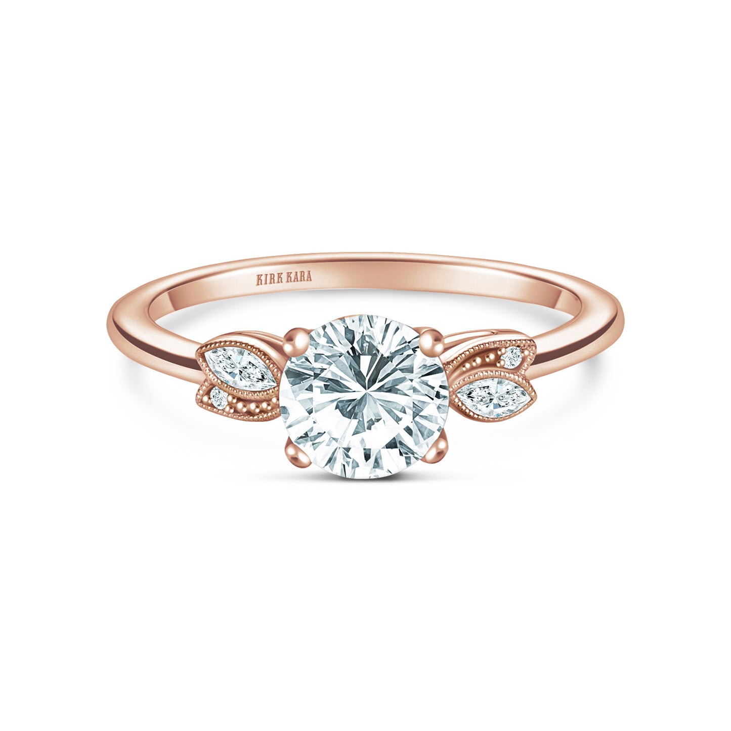 Floral Leaf Marquise Diamond Engagement Ring