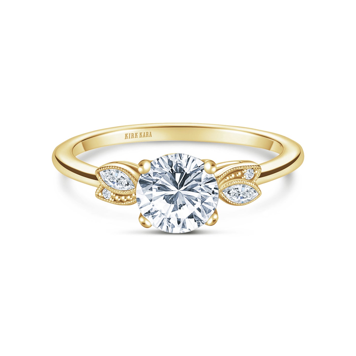 Floral Leaf Marquise Diamond Engagement Ring