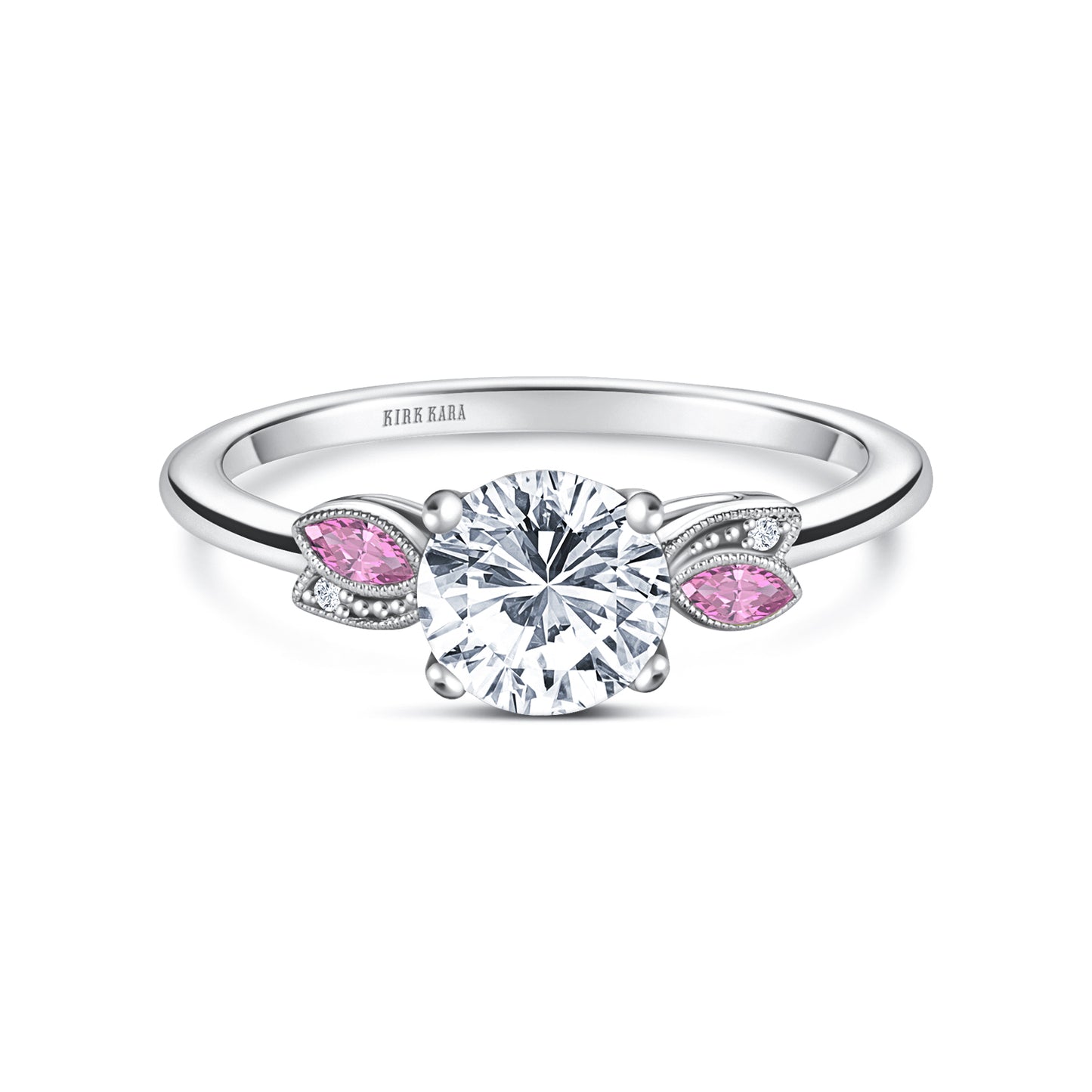 Floral Boho Pink Sapphire Diamond Engagement Ring