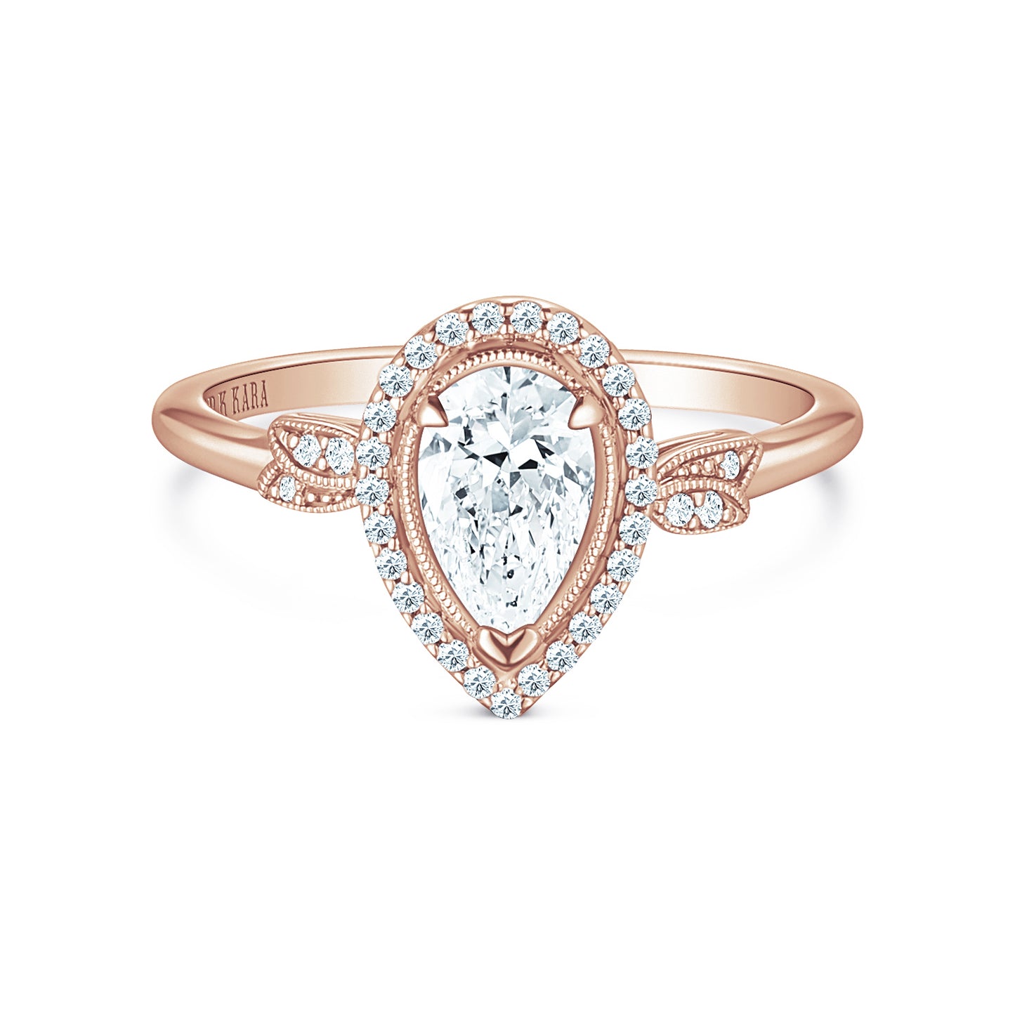 Floral Pavé Halo Diamond Engagement Ring