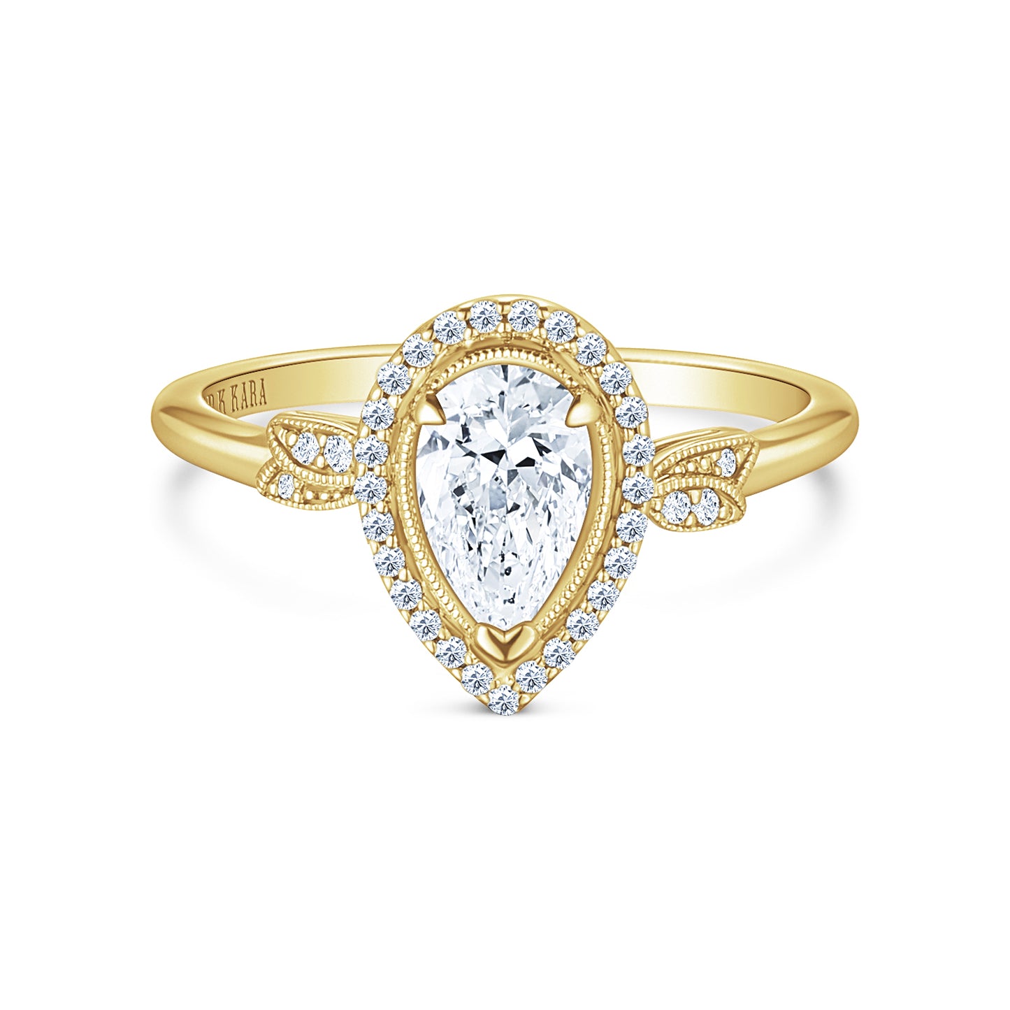 Floral Pavé Halo Diamond Engagement Ring