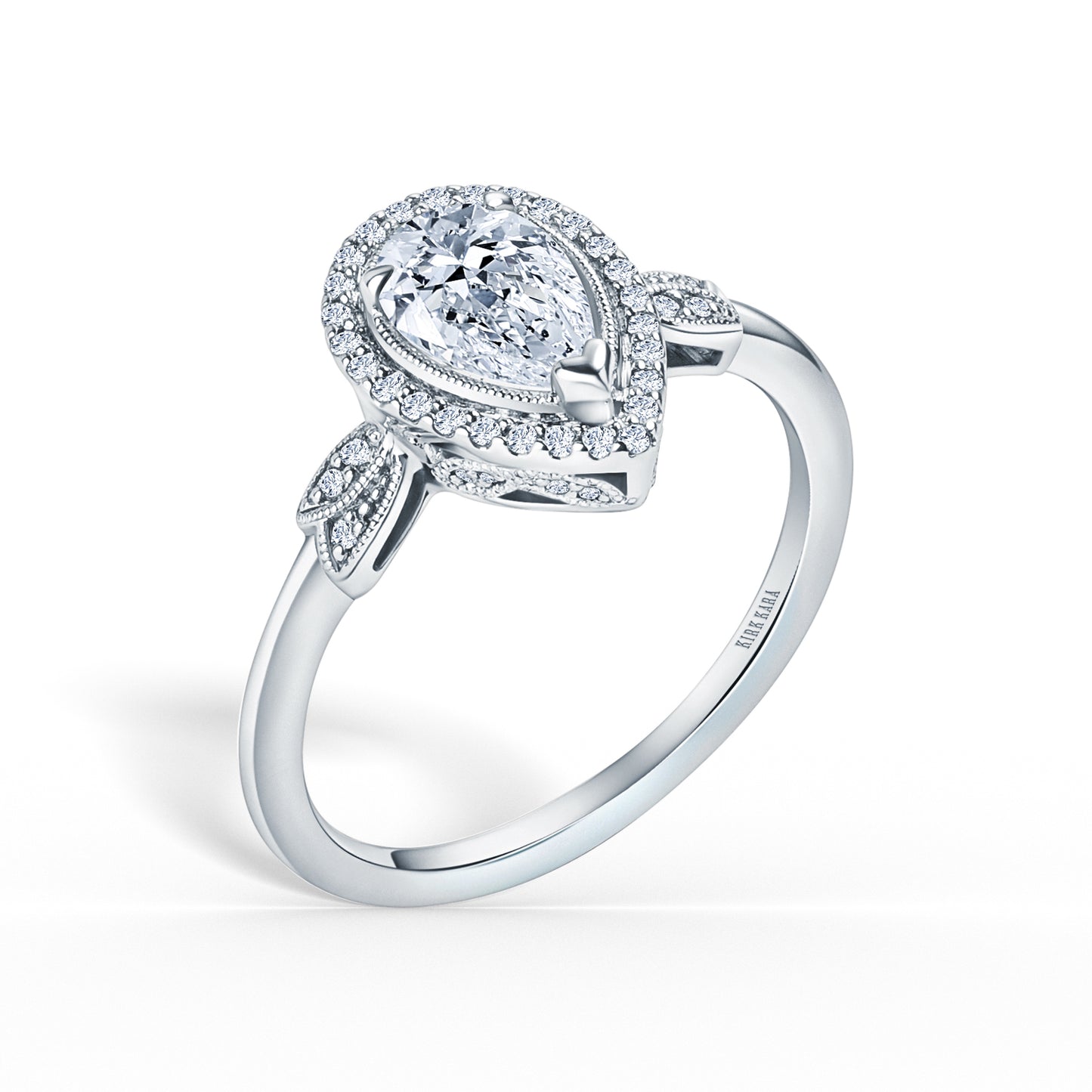 Floral Pavé Halo Diamond Engagement Ring