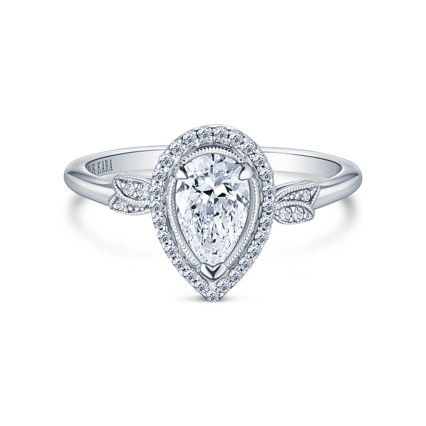 Floral Pavé Halo Diamond Engagement Ring