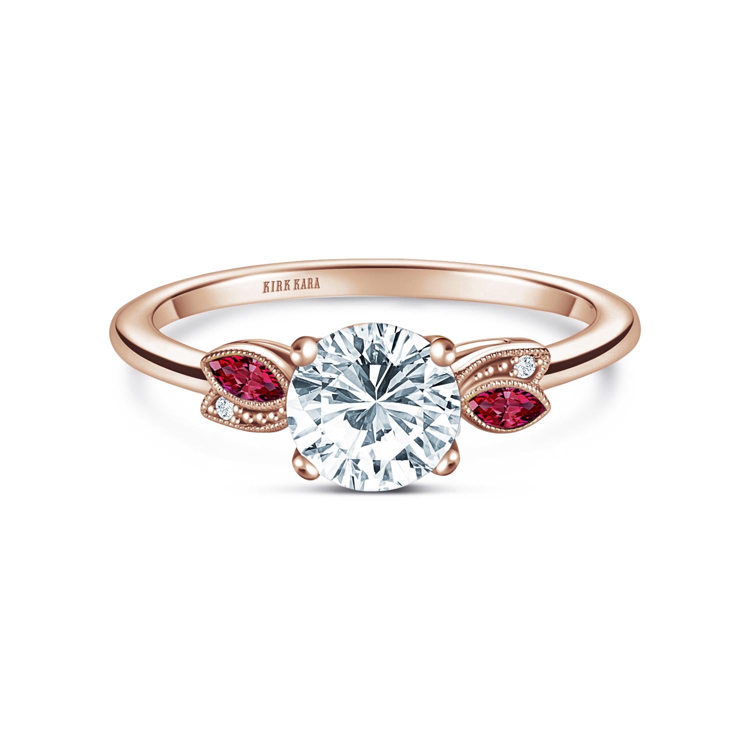 Unique Pear Shaped Lab Diamond Ring With Ruby Accents | Barkev's