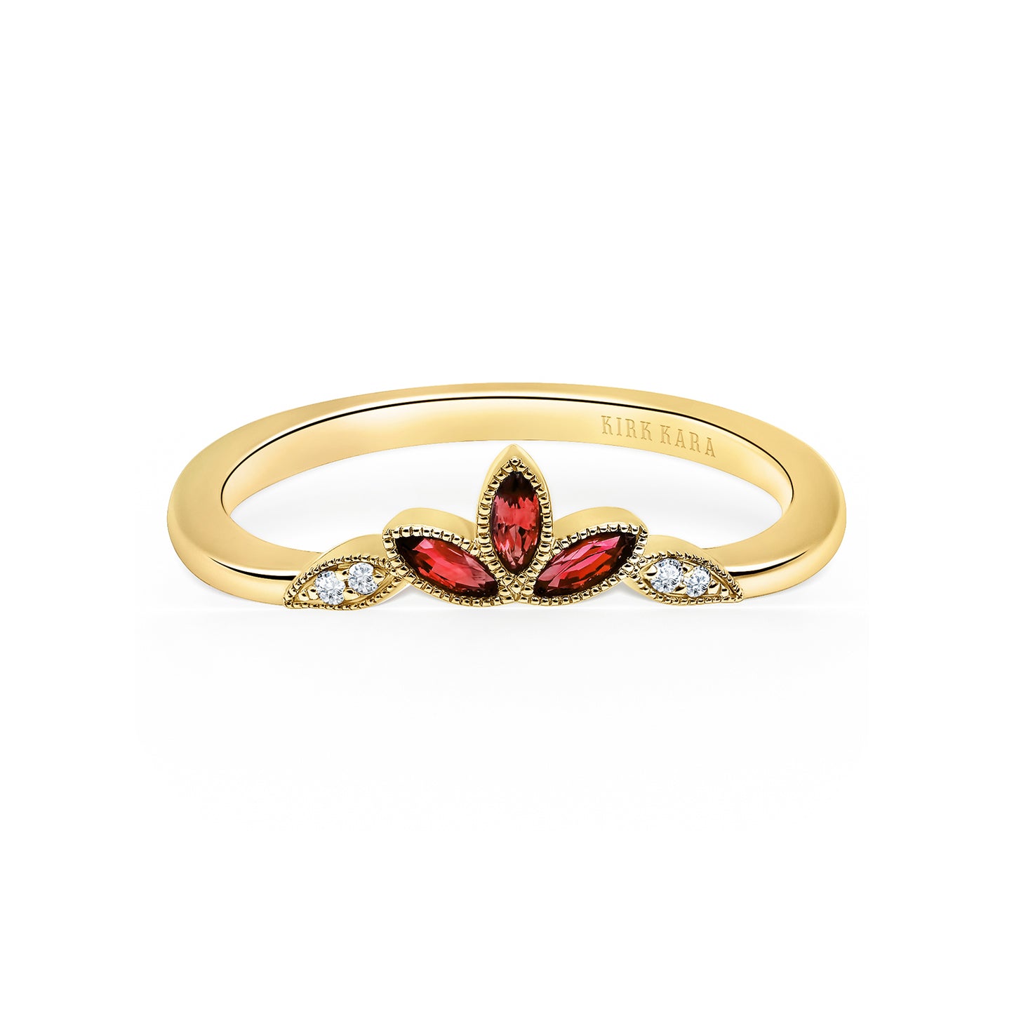 Floral Boho Ruby Diamond Wedding Band