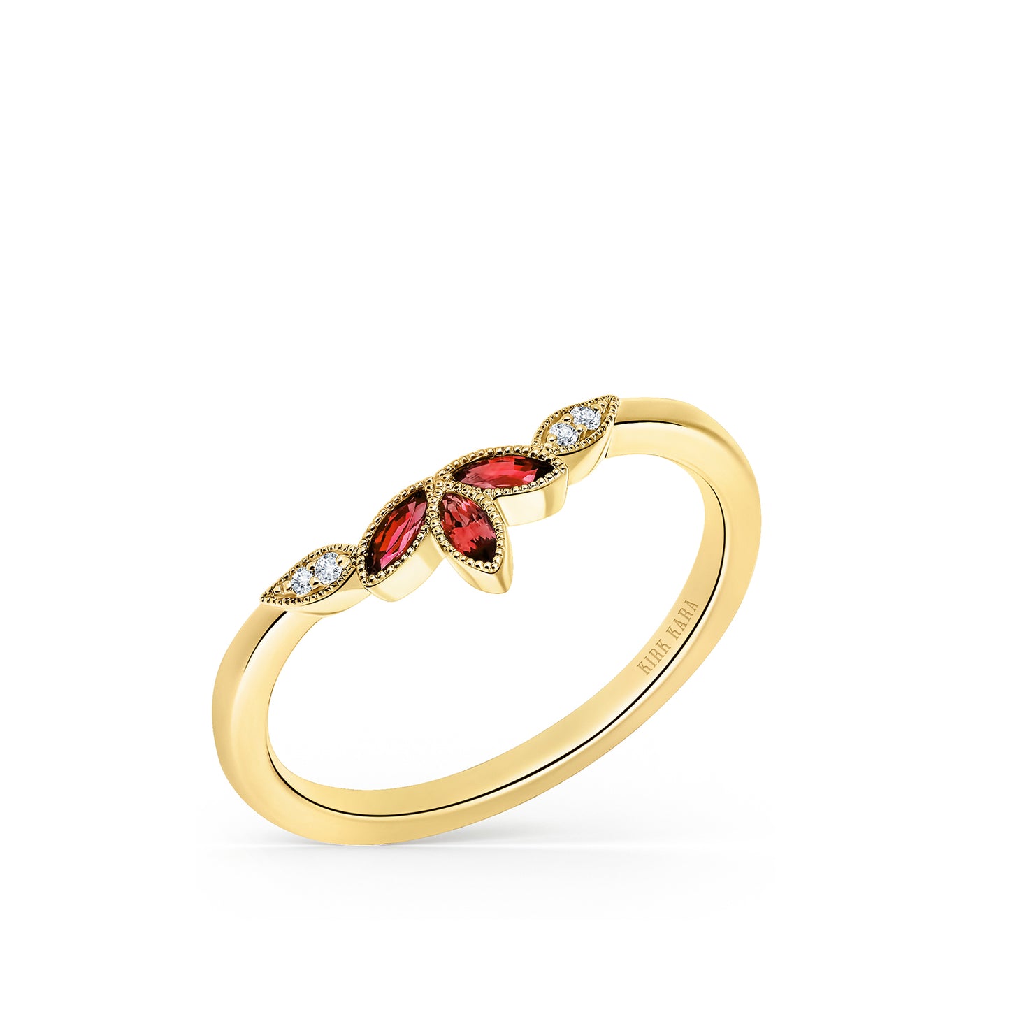 Floral Boho Ruby Diamond Wedding Band