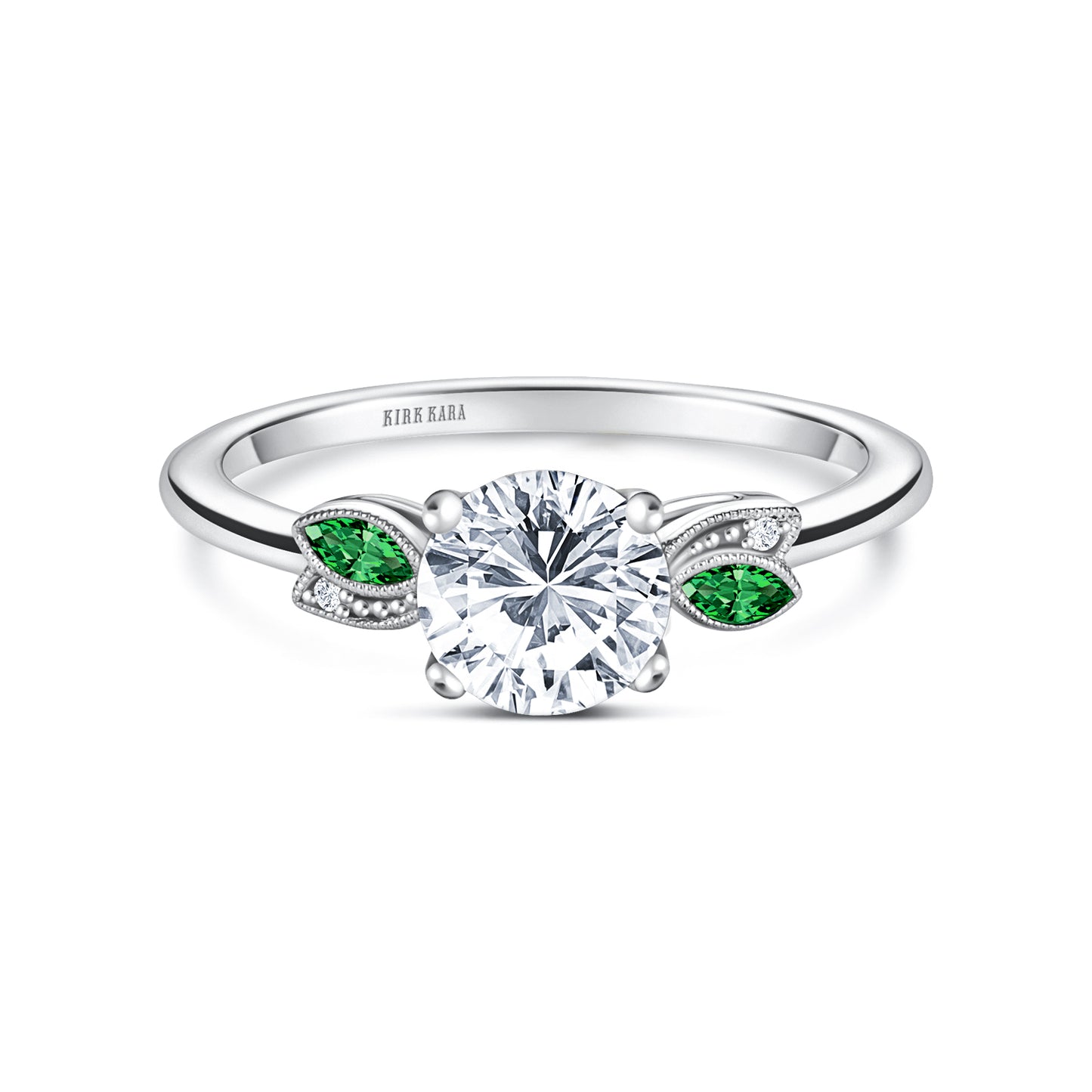 Floral Boho Tsavorite Diamond Peg Engagement Ring