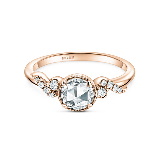 Royal Swirl Rose Cut Ring with 1/2ct Rose Cut Natural Diamond Center