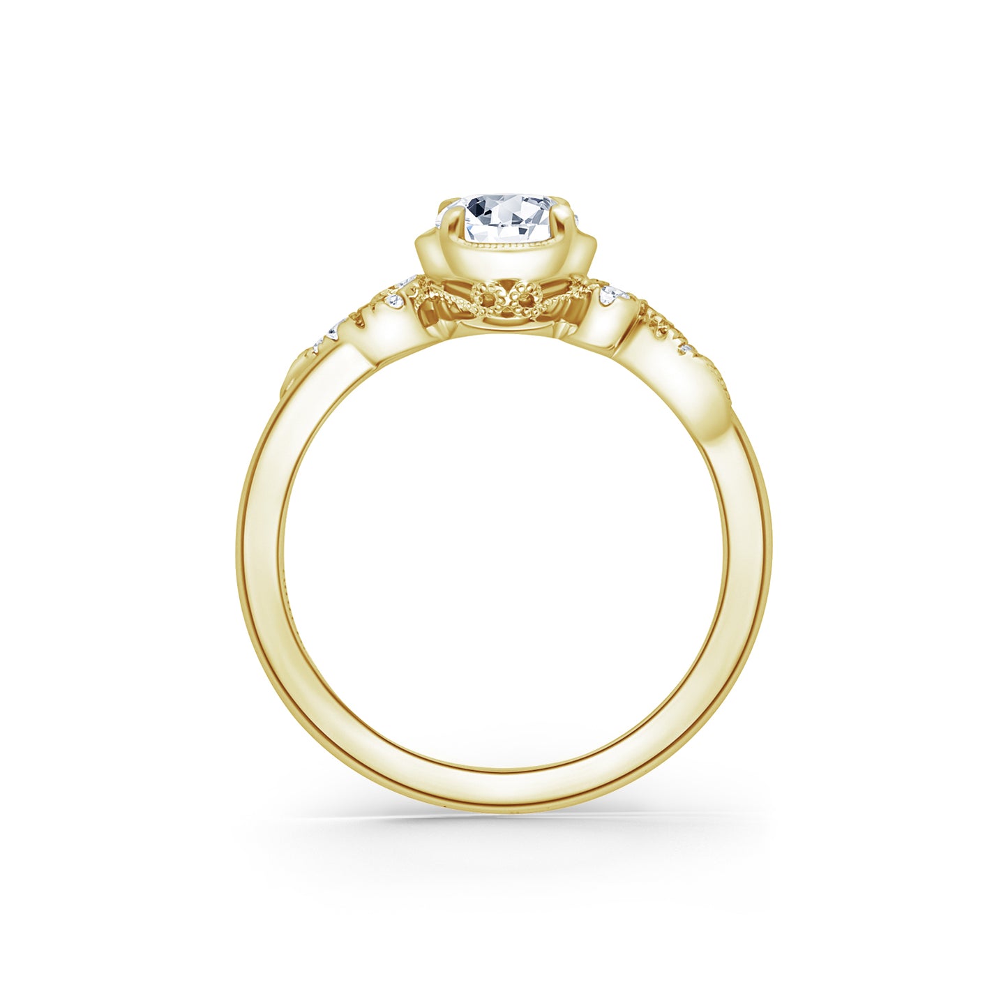 Elegant Swirl Diamond Engagement Ring