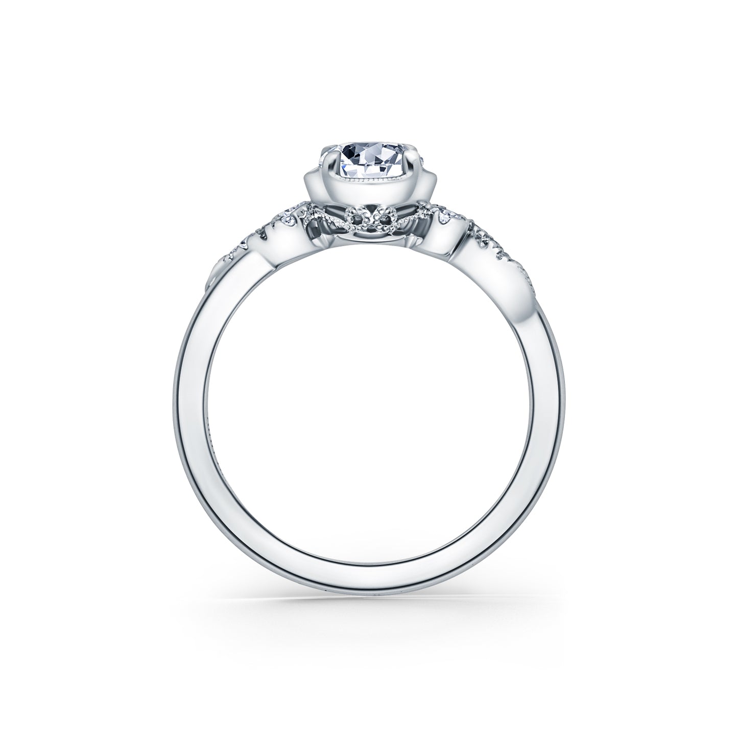 Elegant Swirl Diamond Engagement Ring