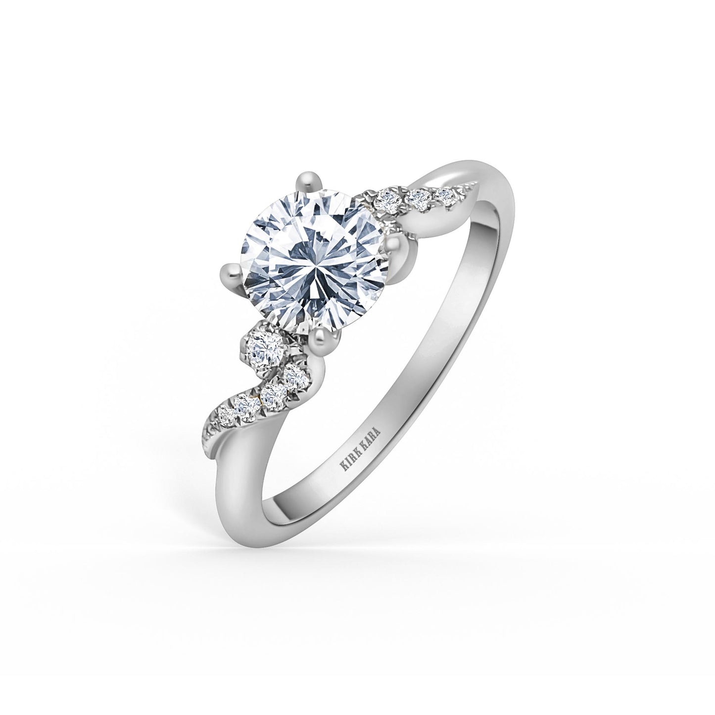 Swirl Accent Diamond Engagement Ring