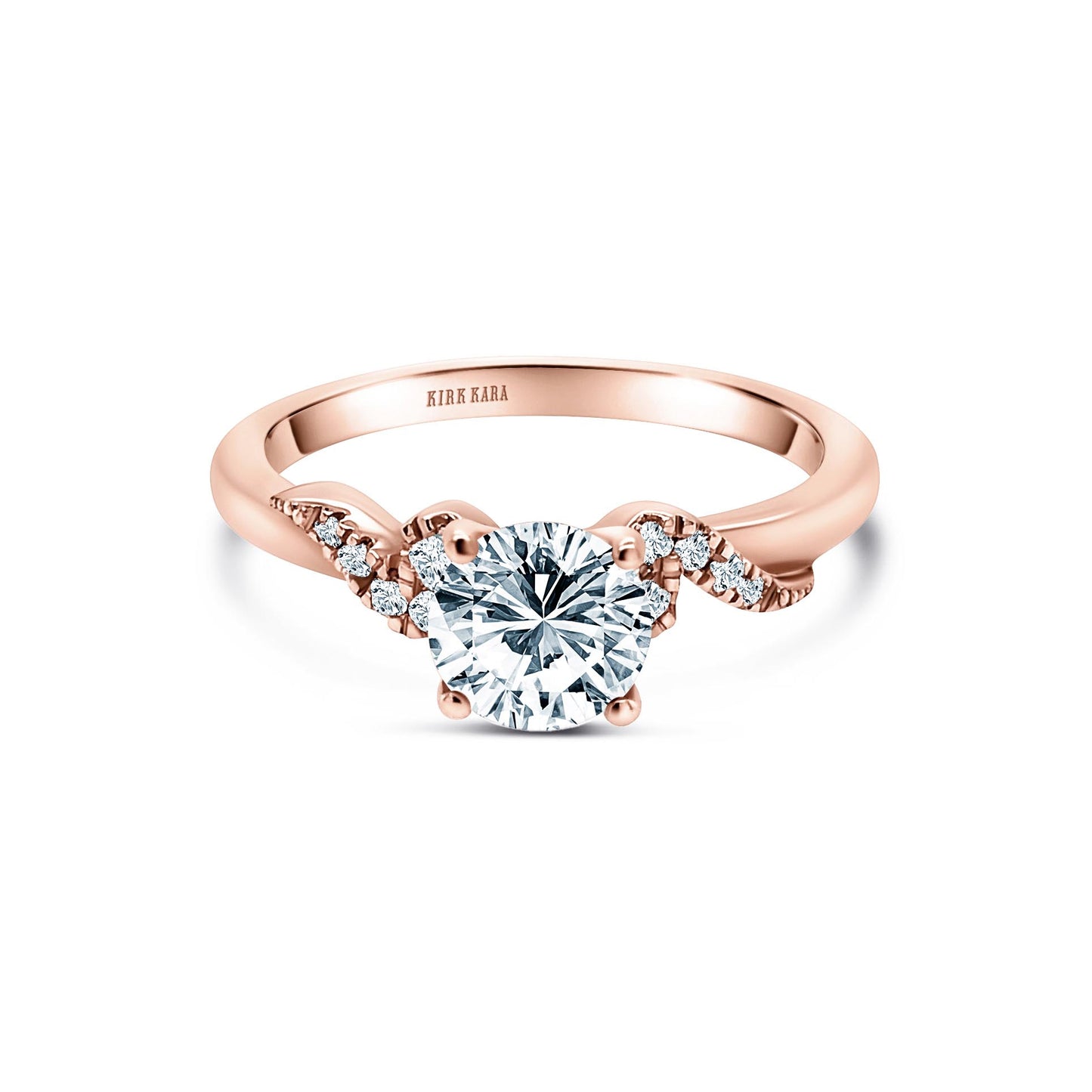 Swirl Accent Diamond Engagement Ring