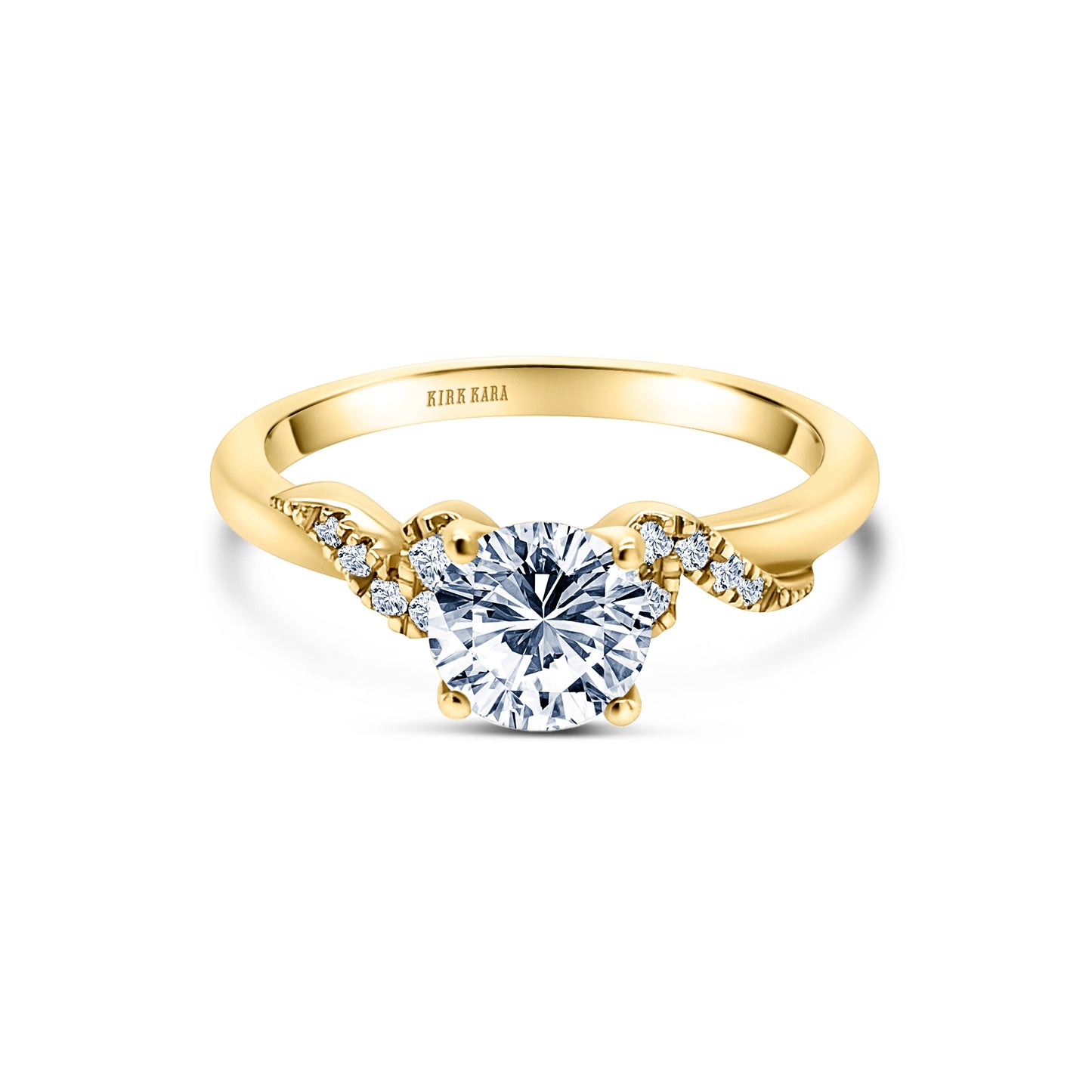 Swirl Accent Diamond Engagement Ring