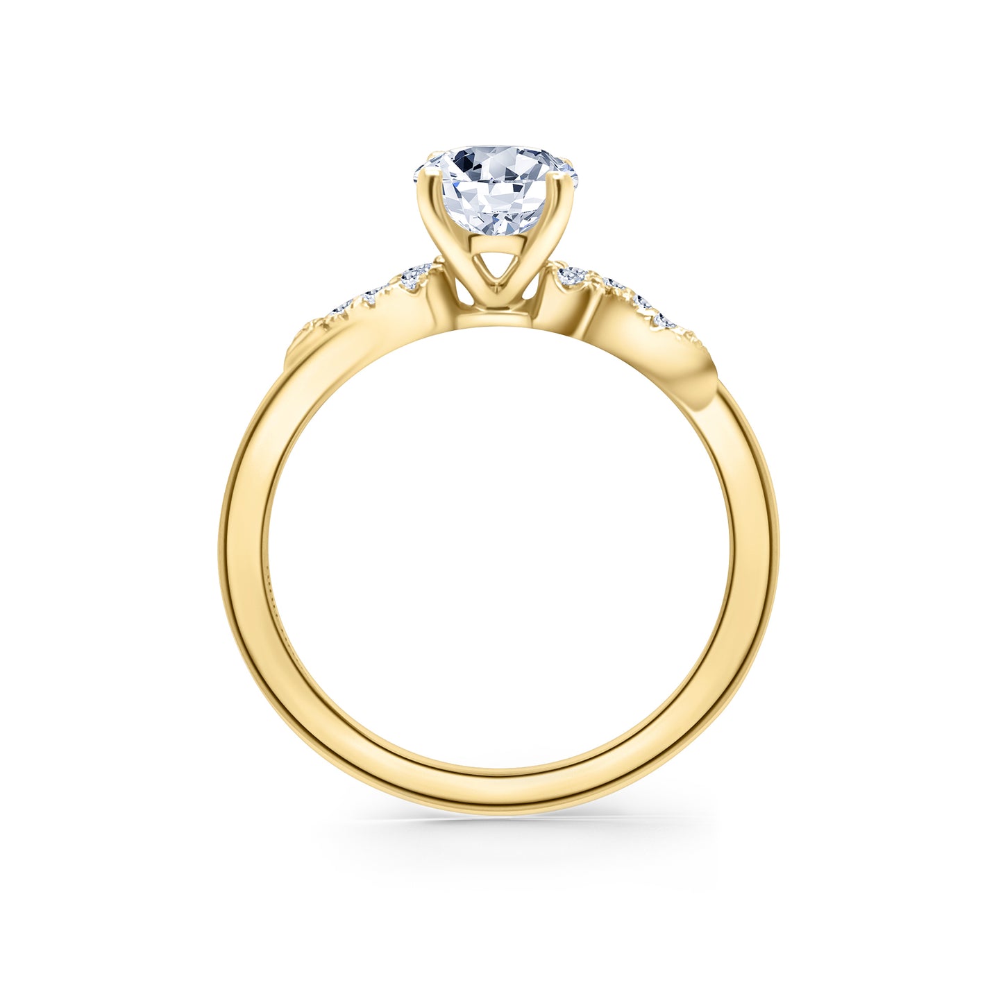 Swirl Accent Diamond Engagement Ring