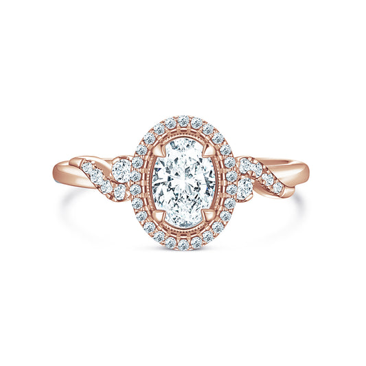Royal Swirl Halo Diamond Engagement Ring