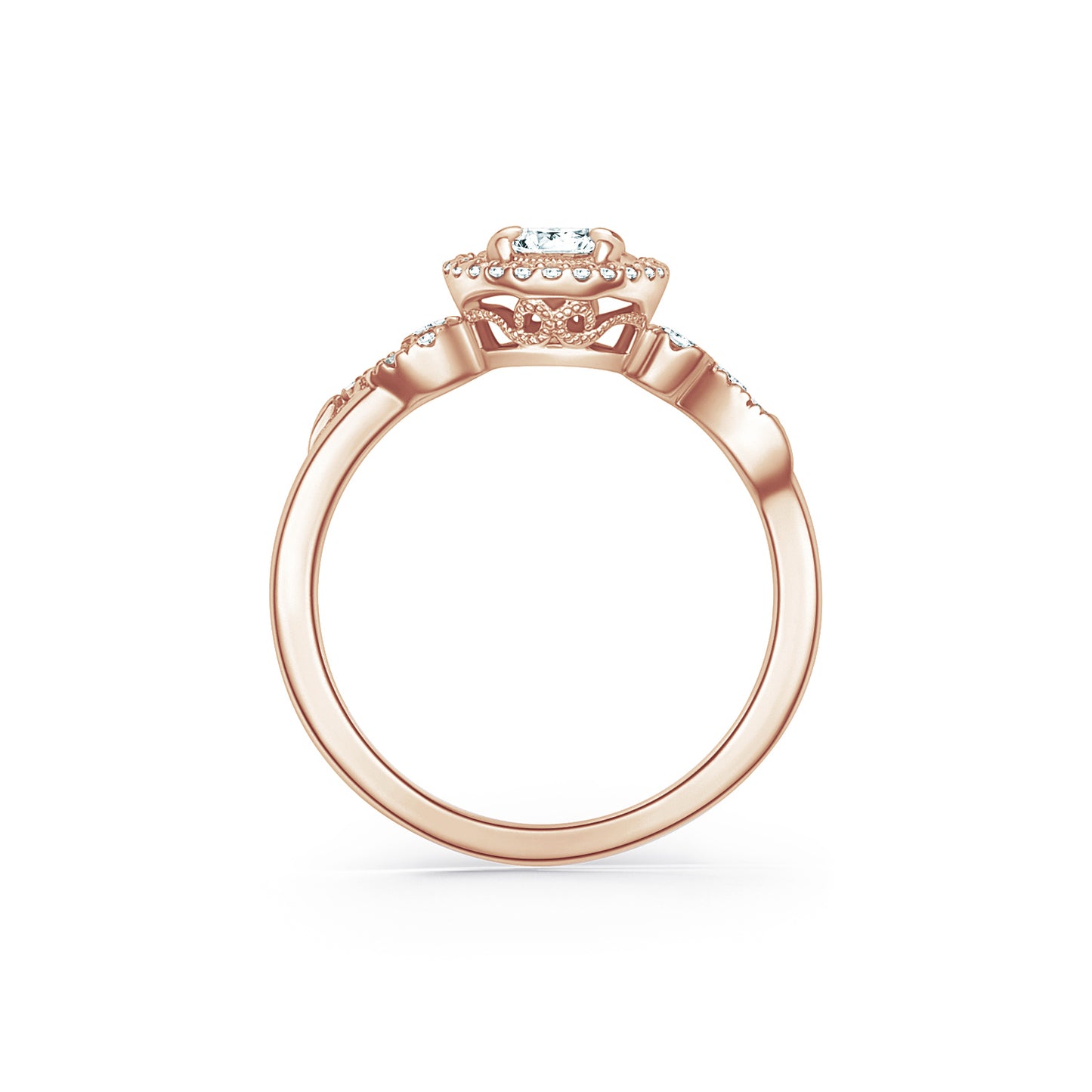 Royal Swirl Halo Diamond Engagement Ring