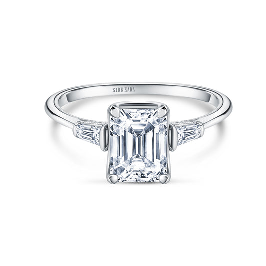 Three Stone Baguette Side Stone Diamond Engagement Ring
