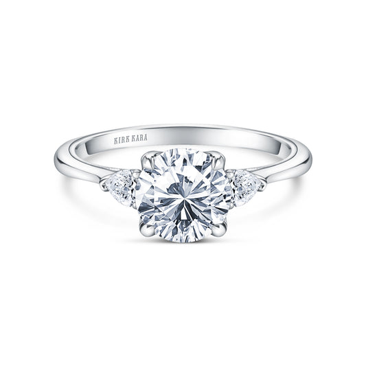 Three Stone Pear Side Stone Diamond Engagement Ring
