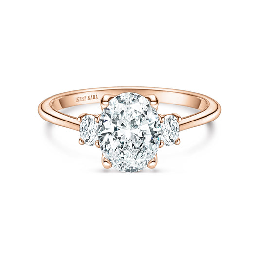 Three Stone Oval Side Stone Diamond Engagement Ring