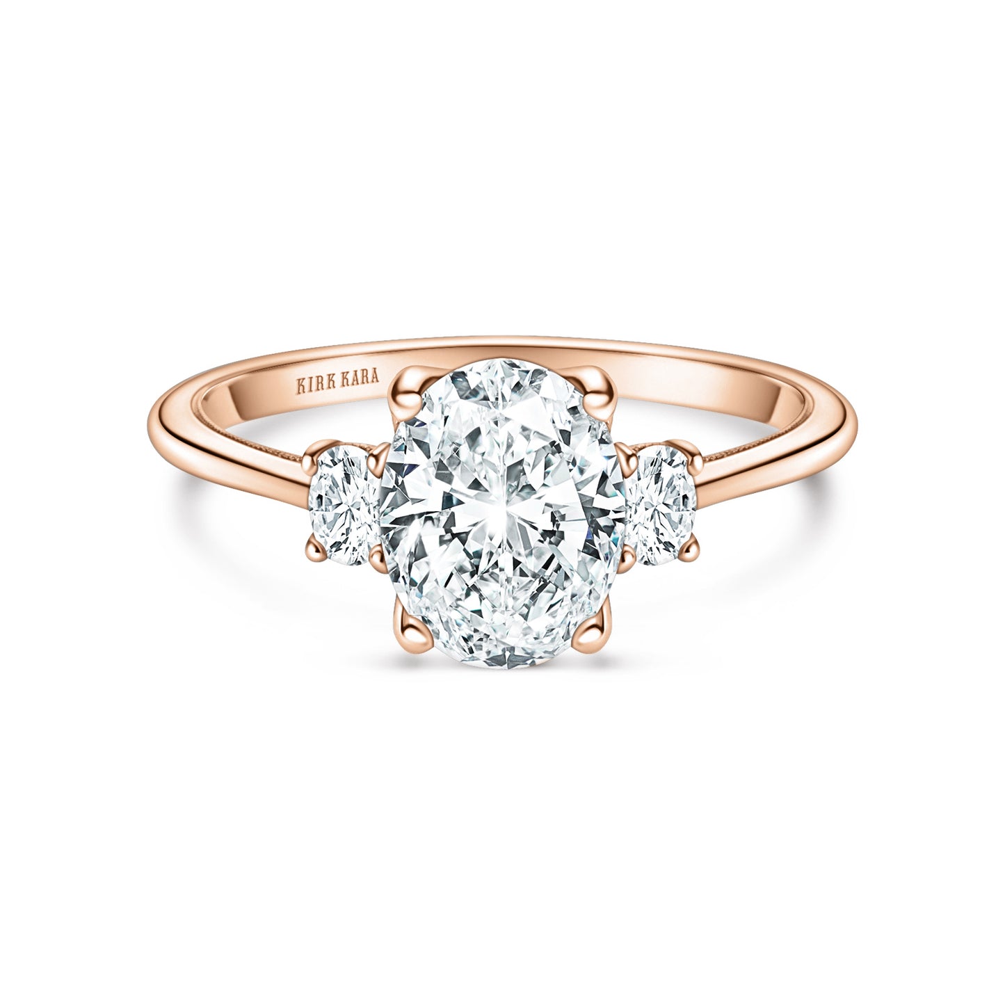 Three Stone Oval Side Stone Diamond Engagement Ring