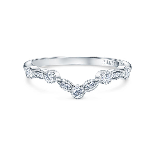 Boho V Milgrain Diamond Wedding Band